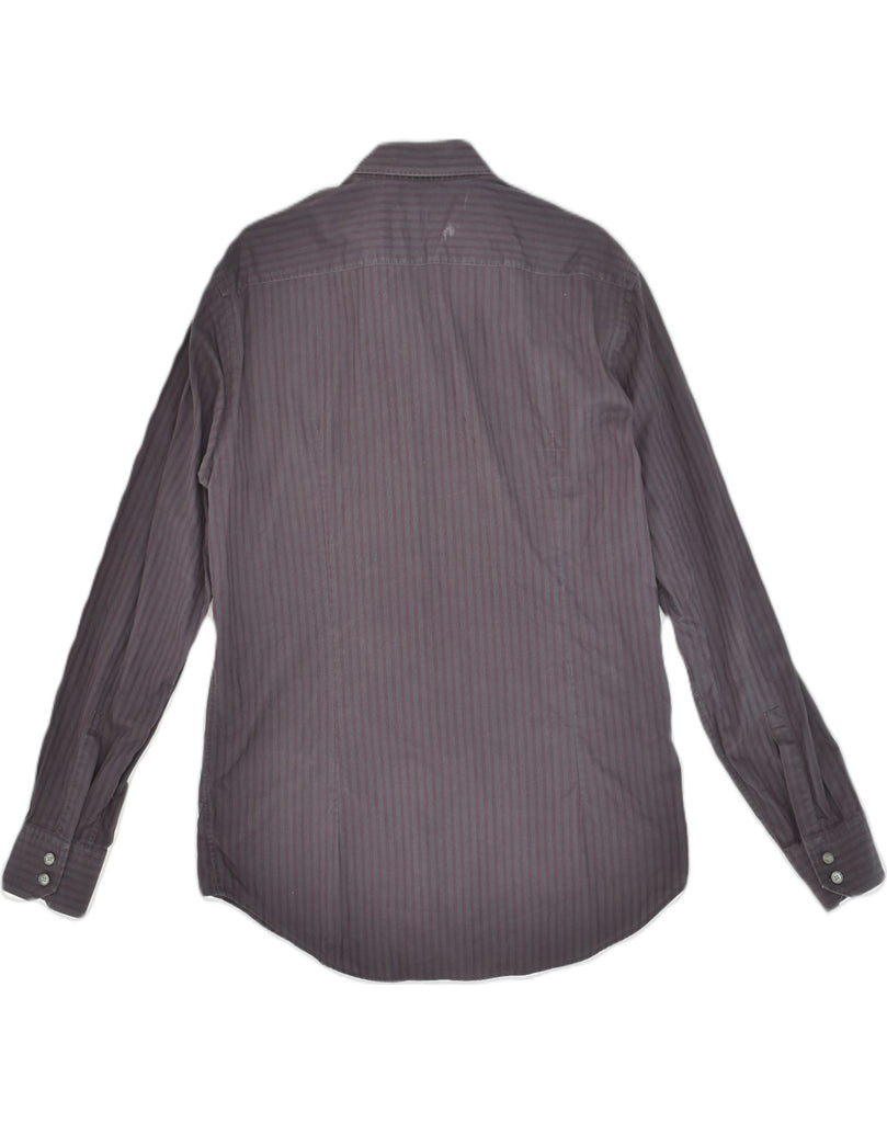 HUGO BOSS Mens Slim Fit Shirt Size 41-42 Large Purple Striped Cotton | Vintage Hugo Boss | Thrift | Second-Hand Hugo Boss | Used Clothing | Messina Hembry 