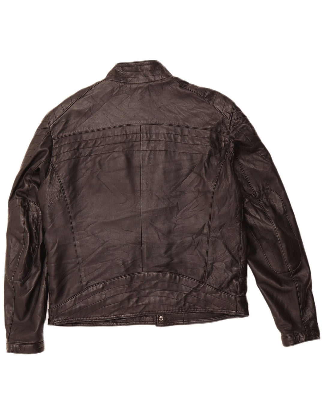 VINTAGE Mens Leather Racer Jacket IT 54 2XL Black Leather