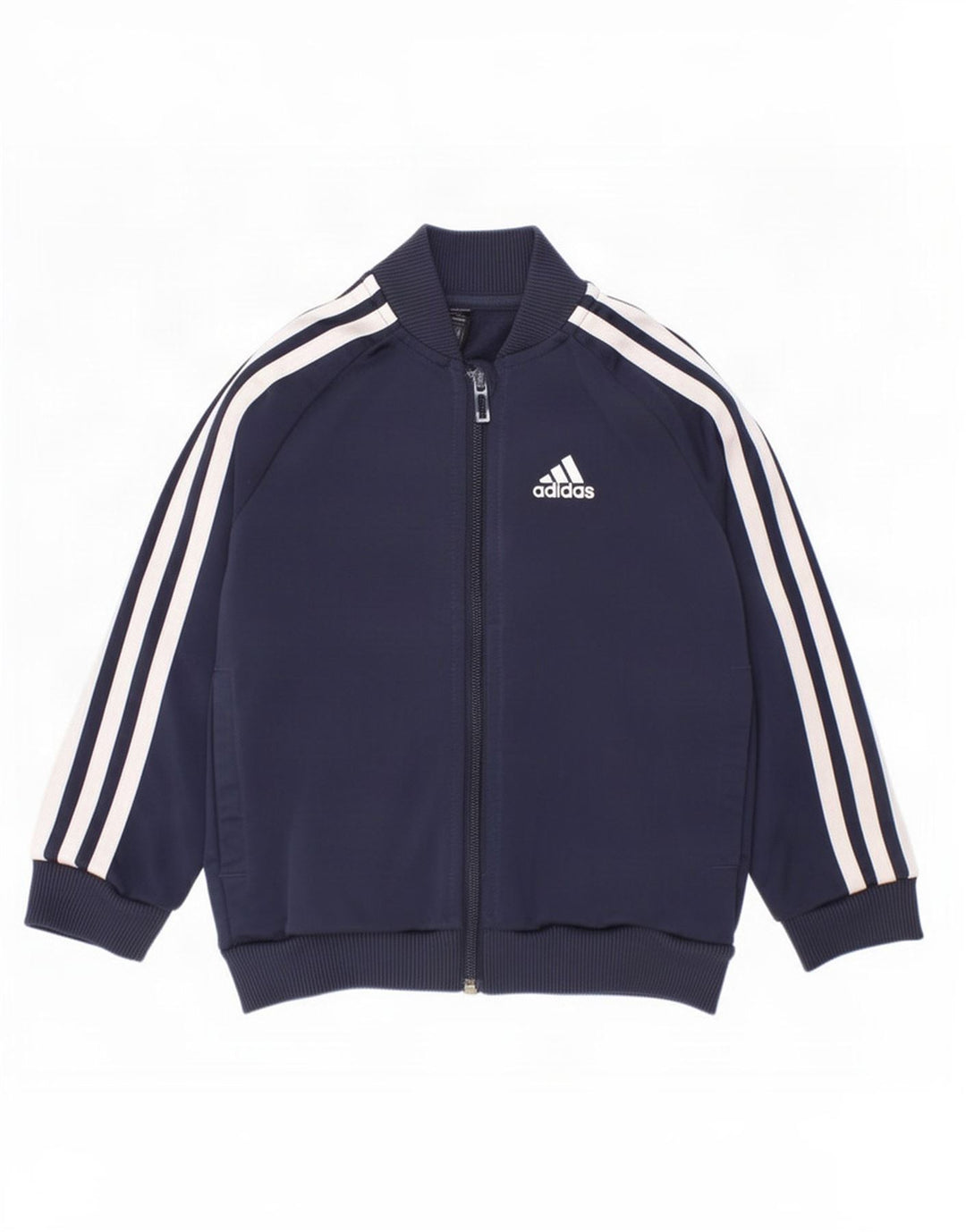 Adidas Boys Tracksuit Top Jacket 3-4 Years Navy Blue Polyester