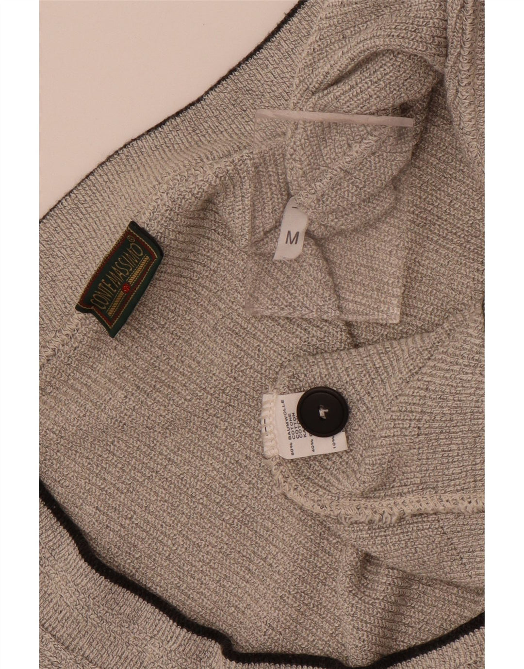 Conte Massimo Mens Sleeveless Cardigan Sweater Medium Grey Cotton