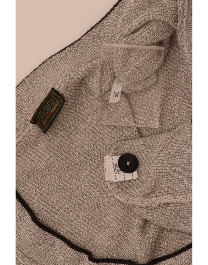 Conte Massimo Mens Sleeveless Cardigan Sweater Medium Grey Cotton