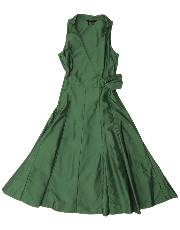Zara Womens Sleeveless Maxi Dress UK 10 Small Green Polyester