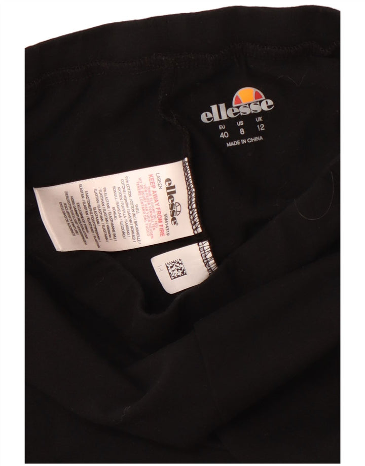 ELLESSE Womens Sport Shorts UK 12 Medium  Black Cotton