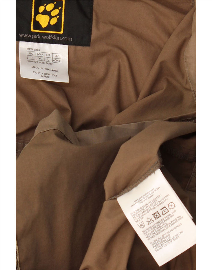JACK WOLFSKIN Mens Hooded Utility Jacket UK 40/42 Large Brown Polyester