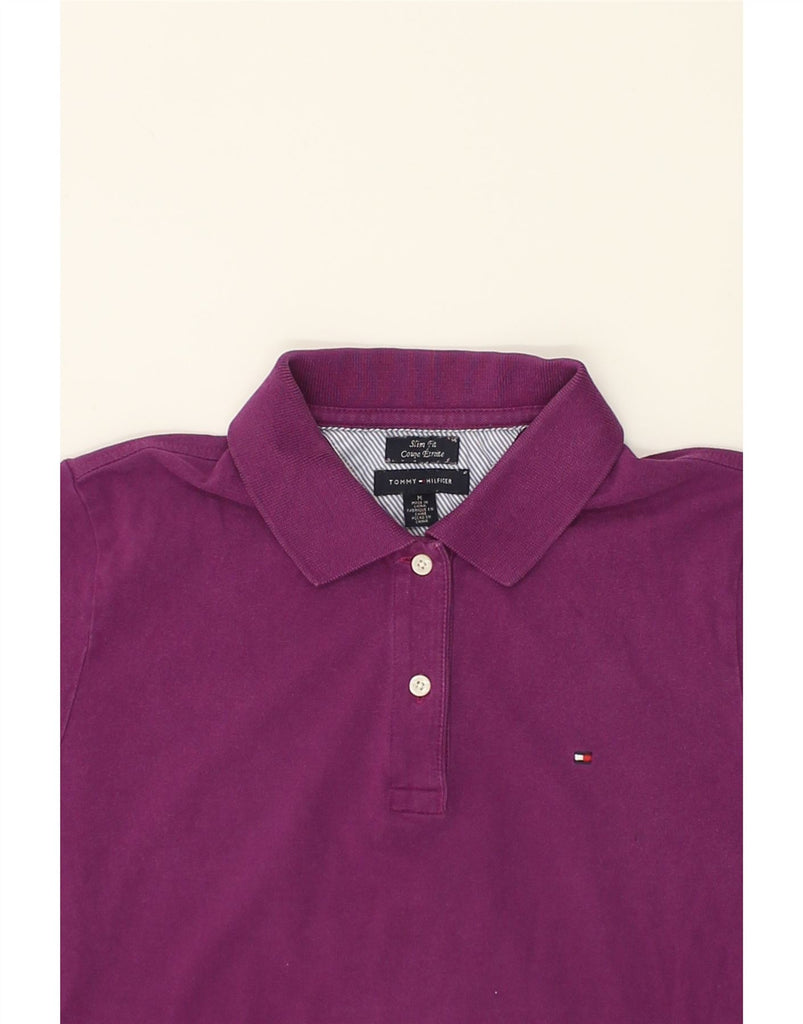 TOMMY HILFIGER Womens Slim Fit Polo Shirt UK 12 Medium Purple Cotton | Vintage Tommy Hilfiger | Thrift | Second-Hand Tommy Hilfiger | Used Clothing | Messina Hembry 