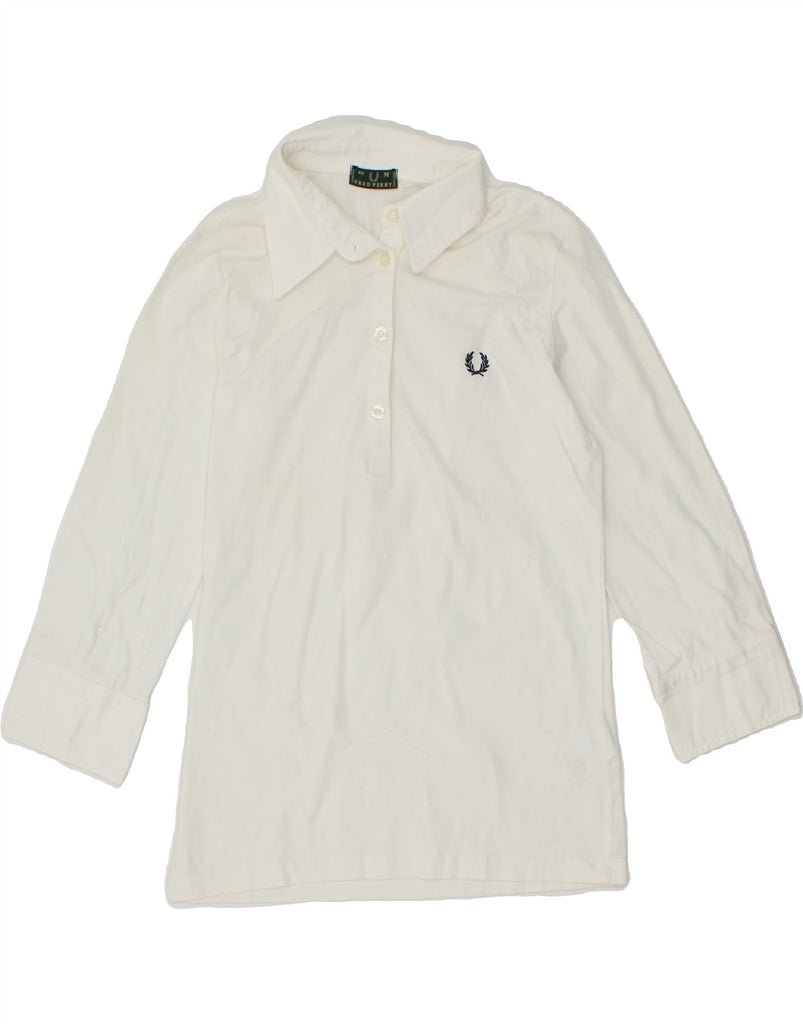 FRED PERRY Girls 3/4 Sleeve Pullover Shirt 10-11 Years Medium White Cotton Vintage Fred Perry and Second-Hand Fred Perry from Messina Hembry 
