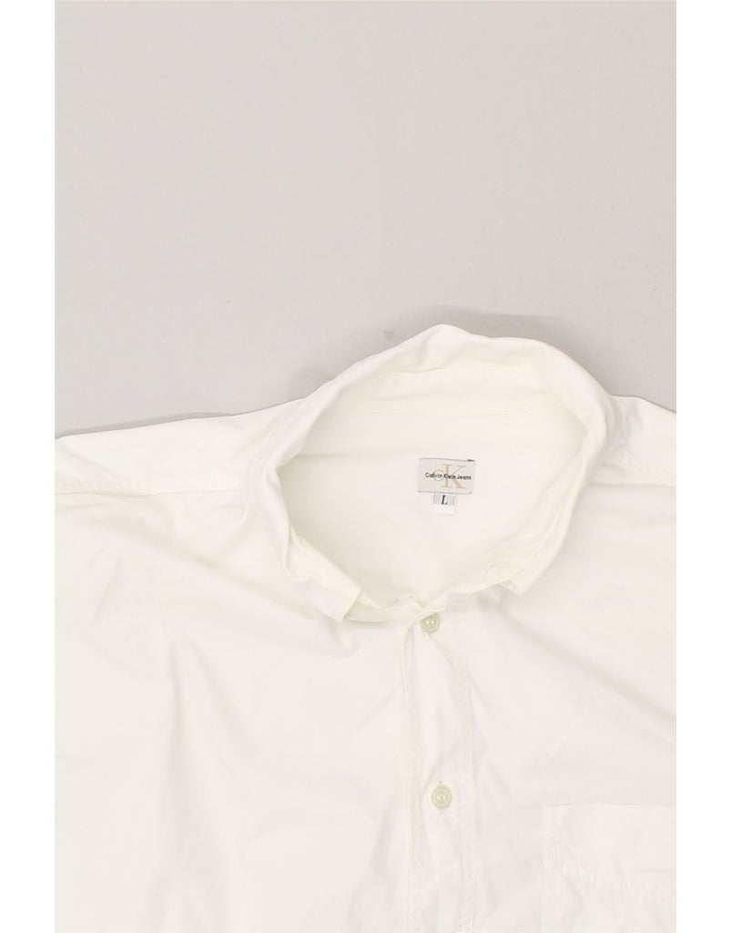 CALVIN KLEIN JEANS Mens Shirt Large White Cotton | Vintage Calvin Klein Jeans | Thrift | Second-Hand Calvin Klein Jeans | Used Clothing | Messina Hembry 