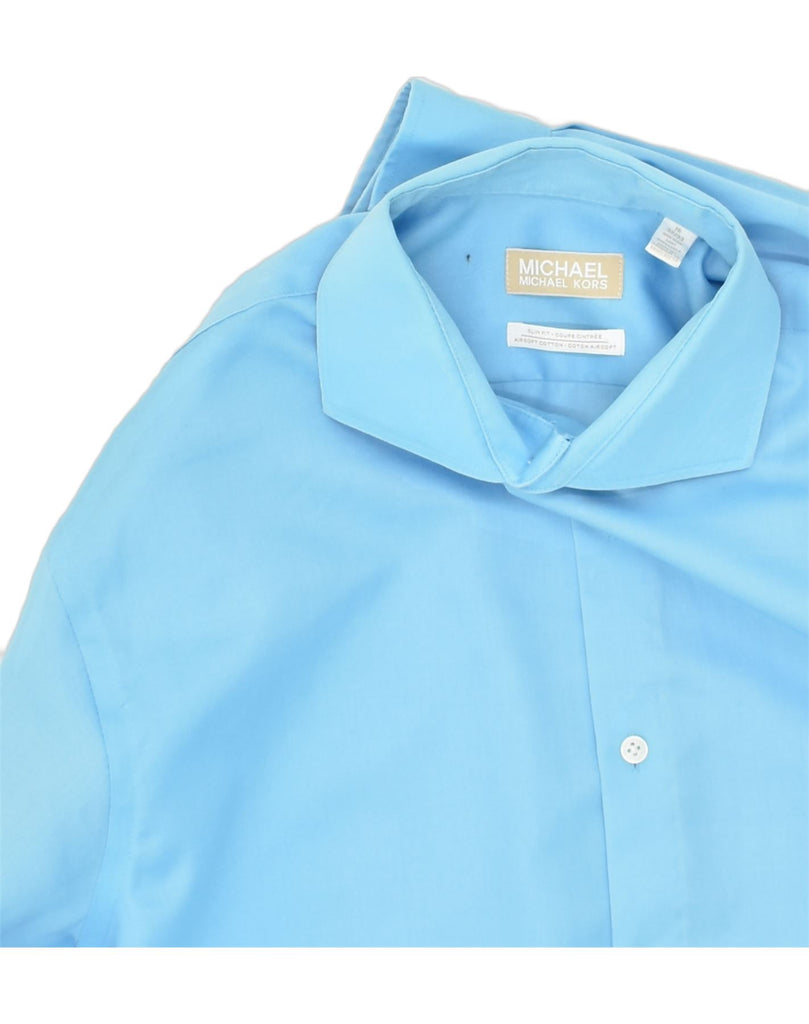 MICHAEL KORS Mens Slim Fit Shirt Size 16 Large Blue Cotton | Vintage Michael Kors | Thrift | Second-Hand Michael Kors | Used Clothing | Messina Hembry 