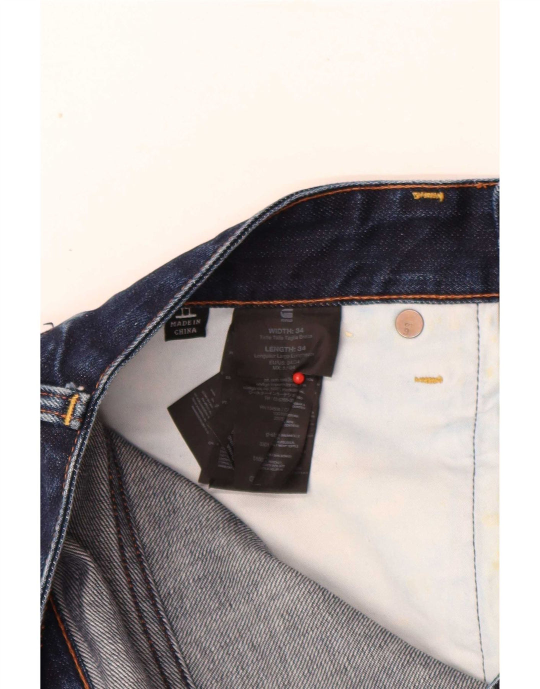 G-Star Mens 3301 Slim Jeans W34 L34 Navy Blue Cotton
