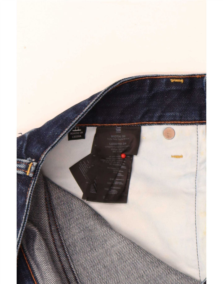 G-Star Mens 3301 Slim Jeans W34 L34 Navy Blue Cotton