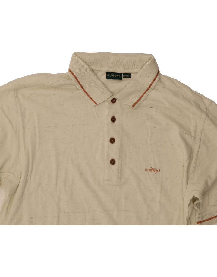 CHERVO Mens Polo Shirt IT 54 XL Beige Cotton Vintage Chervo and Second-Hand Chervo from Messina Hembry 