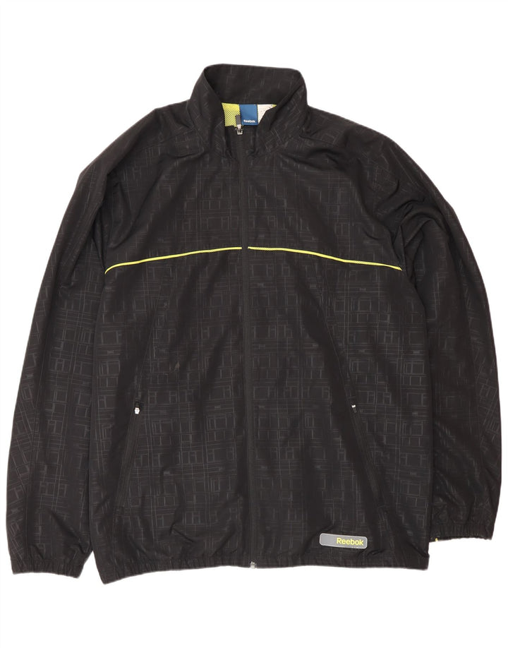Reebok Mens Rain Jacket UK 42 XL Black Geometric Polyester