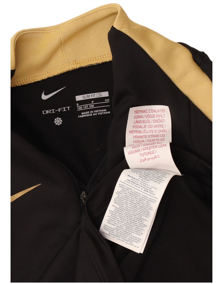 Nike Boys Dri Fit Zip Neck Pullover Tracksuit Top 8-9 Years Small Black