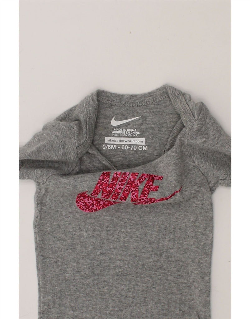NIKE Baby Girls Graphic Bodysuit 3-6 Months Grey Vintage Nike and Second-Hand Nike from Messina Hembry 
