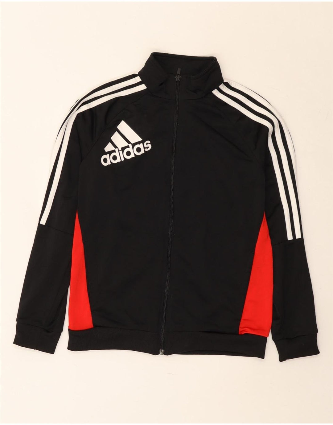 Adidas Boys Graphic Tracksuit Top Jacket 11-12 Years Black Colourblock