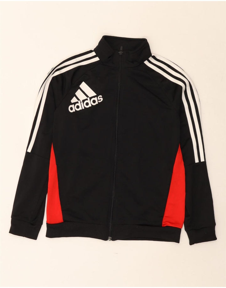 Adidas Boys Graphic Tracksuit Top Jacket 11-12 Years Black Colourblock