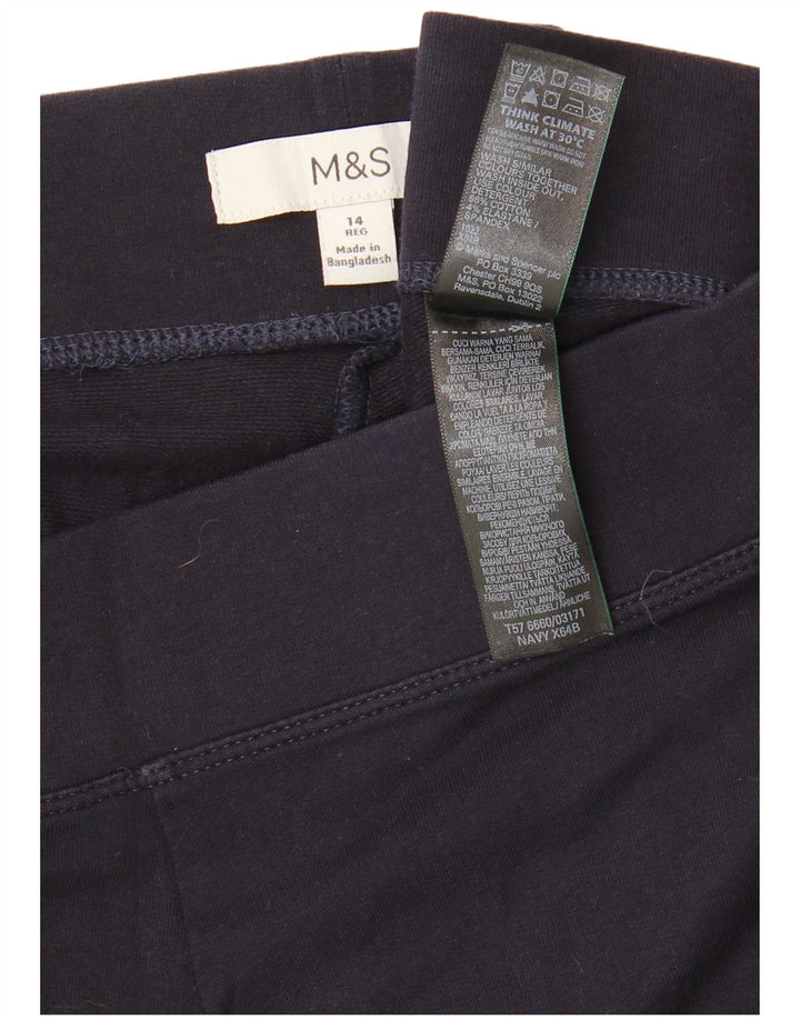 MARKS & SPENCER Womens Leggings UK 14 Large  Navy Blue Cotton