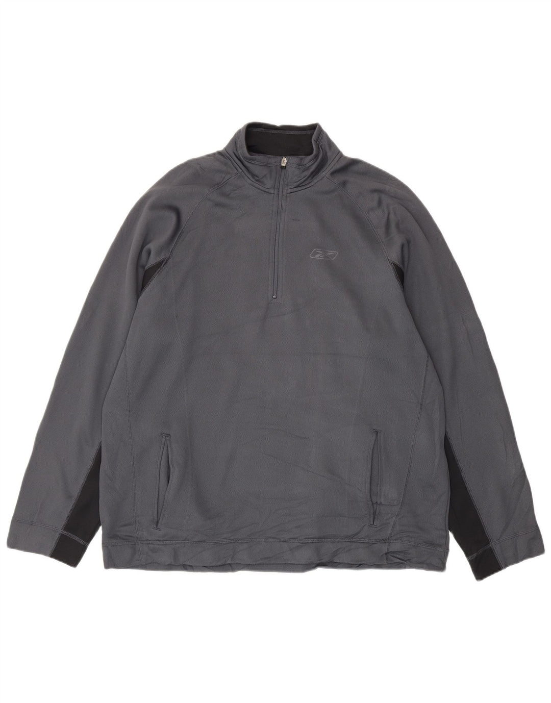 Reebok Mens Zip Neck Sweatshirt Jumper 2XL Grey Colourblock Polyester