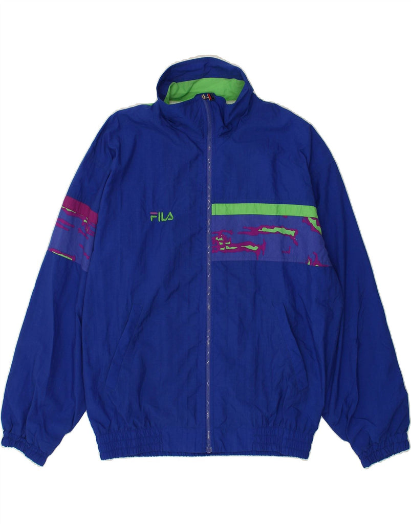 FILA Mens Tracksuit Top Jacket IT 50 Large Blue Colourblock Polyamide | Vintage Fila | Thrift | Second-Hand Fila | Used Clothing | Messina Hembry 