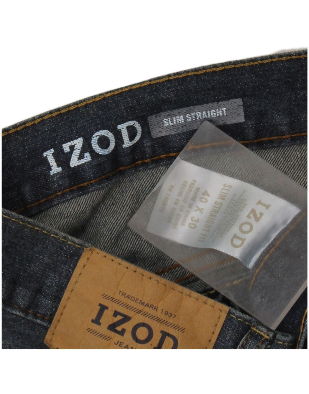 IZOD Mens Slim Straight Jeans W40 L30 Blue Cotton