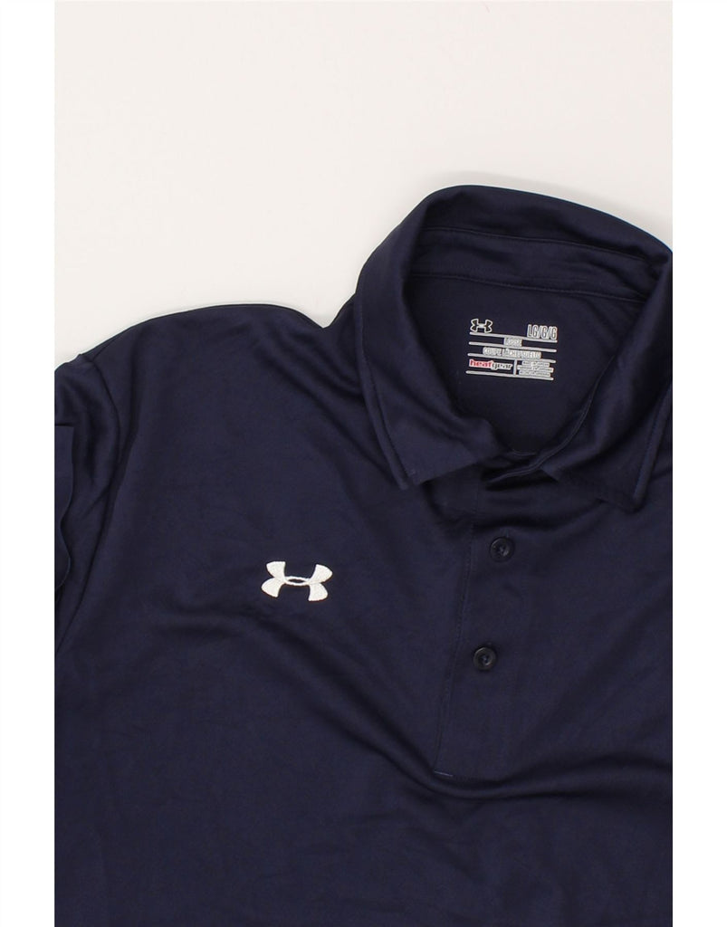 UNDER ARMOUR Mens Heat Gear Polo Shirt Large Navy Blue | Vintage Under Armour | Thrift | Second-Hand Under Armour | Used Clothing | Messina Hembry 