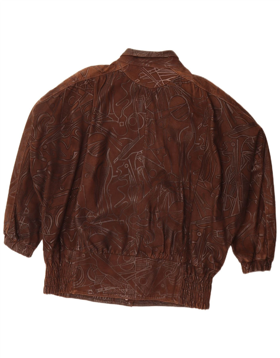 Vintage Womens Abstract Pattern Oversized Jacket EU 38 Medium Brown
