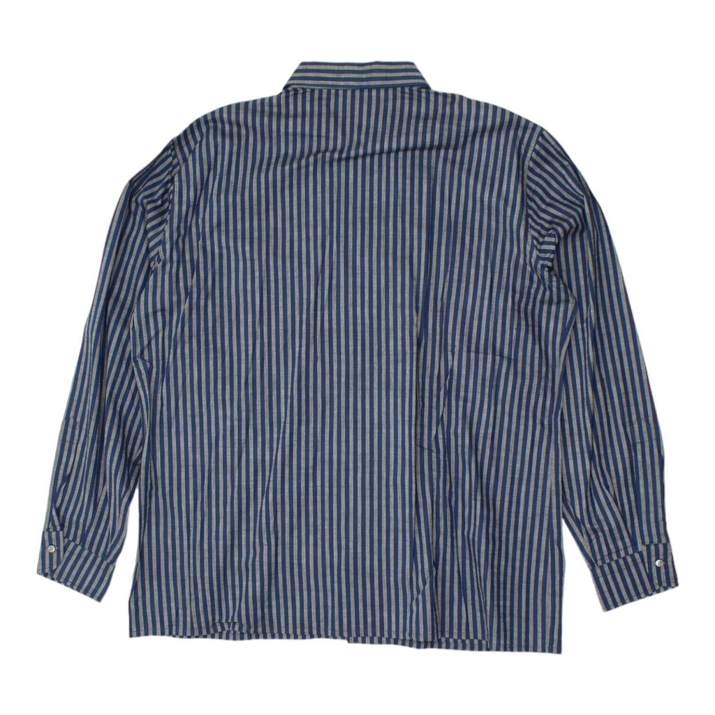 Pancaldi & B Mens Blue Silver Striped Shirt | Vintage High End Designer VTG Vintage Messina Hembry and Second-Hand Messina Hembry from Messina Hembry 