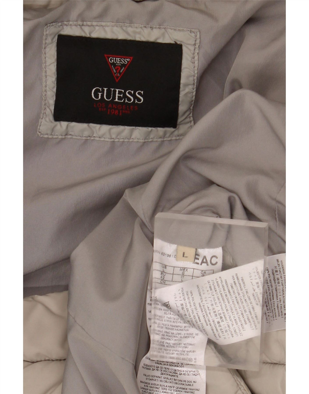 GUESS Womens Padded Jacket UK 16 Large Beige Polyester