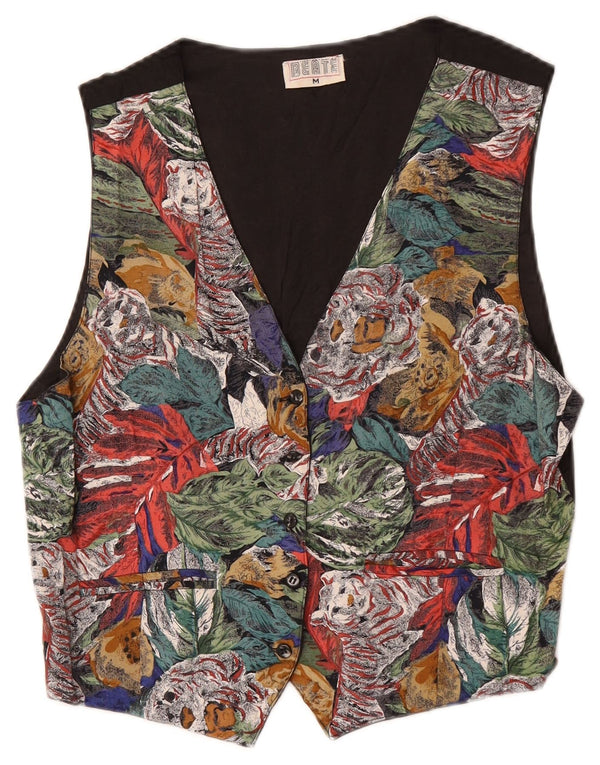Vintage Womens Waistcoat UK 14 Medium Multicoloured Floral