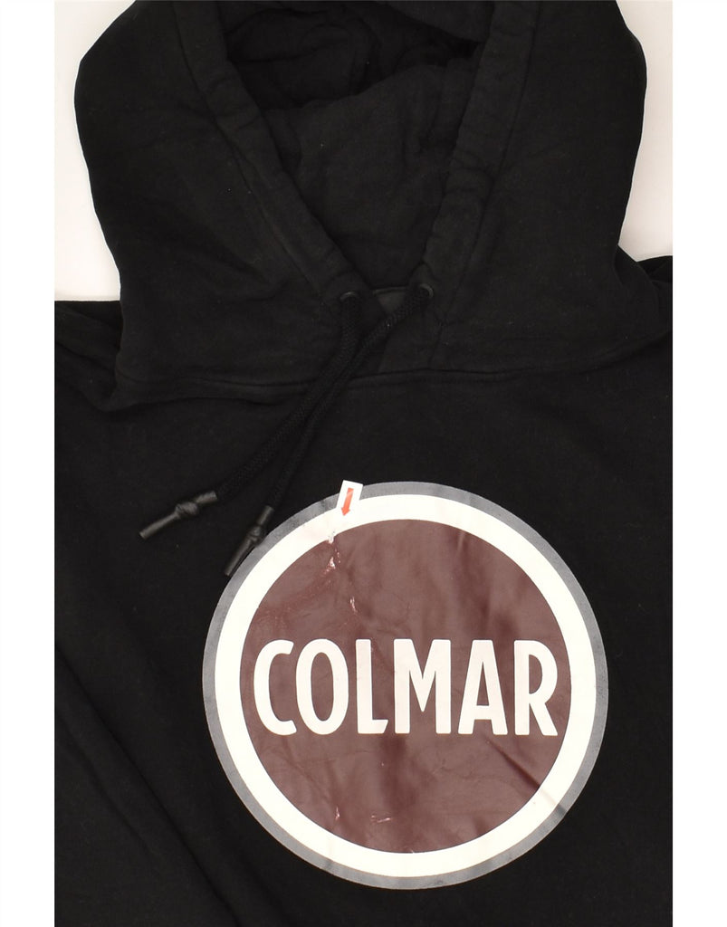 COLMAR Womens Graphic Hoodie Jumper UK 16 Large Black Cotton | Vintage Colmar | Thrift | Second-Hand Colmar | Used Clothing | Messina Hembry 