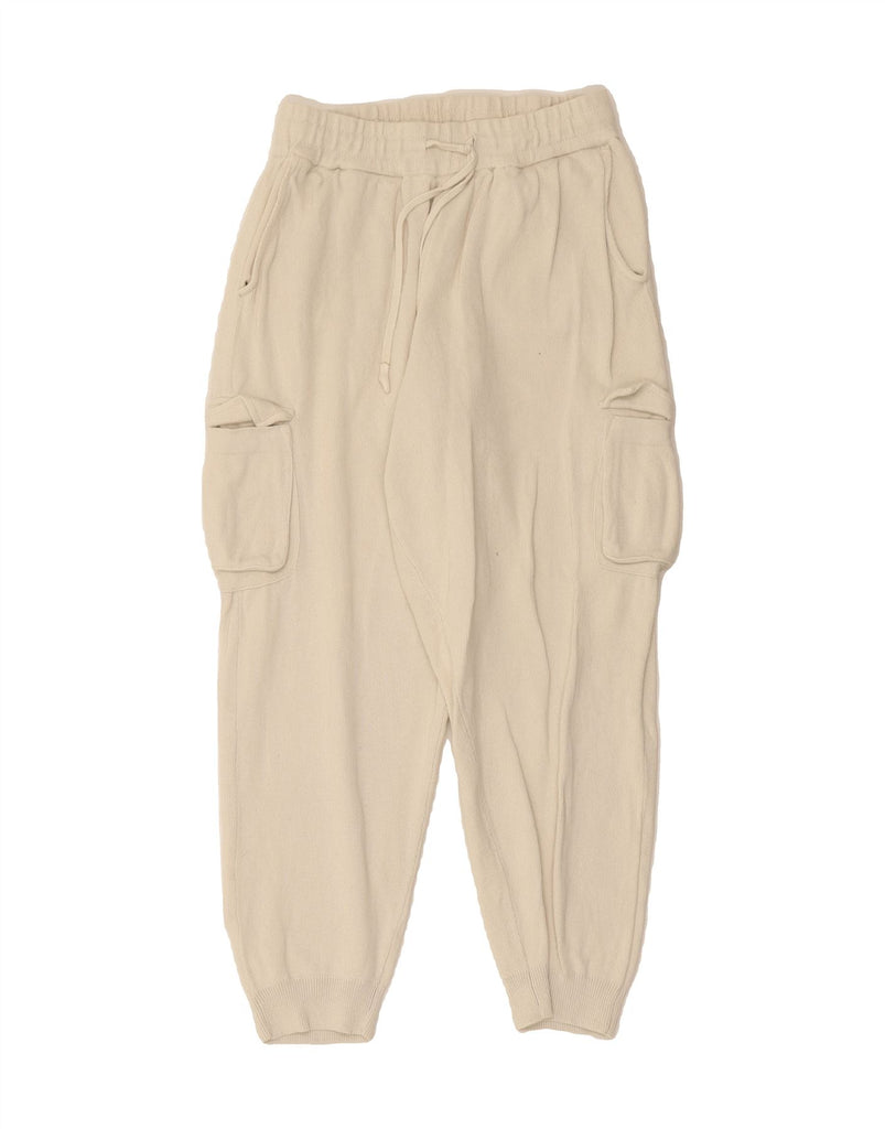 ZARA Womens Cargo Tracksuit Trousers Joggers UK 14 Large  Off White Cotton Vintage Zara and Second-Hand Zara from Messina Hembry 