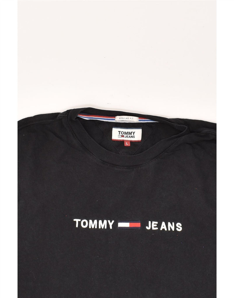 TOMMY HILFIGER Mens Regular Fit Graphic T-Shirt Top Large Black Cotton | Vintage Tommy Hilfiger | Thrift | Second-Hand Tommy Hilfiger | Used Clothing | Messina Hembry 