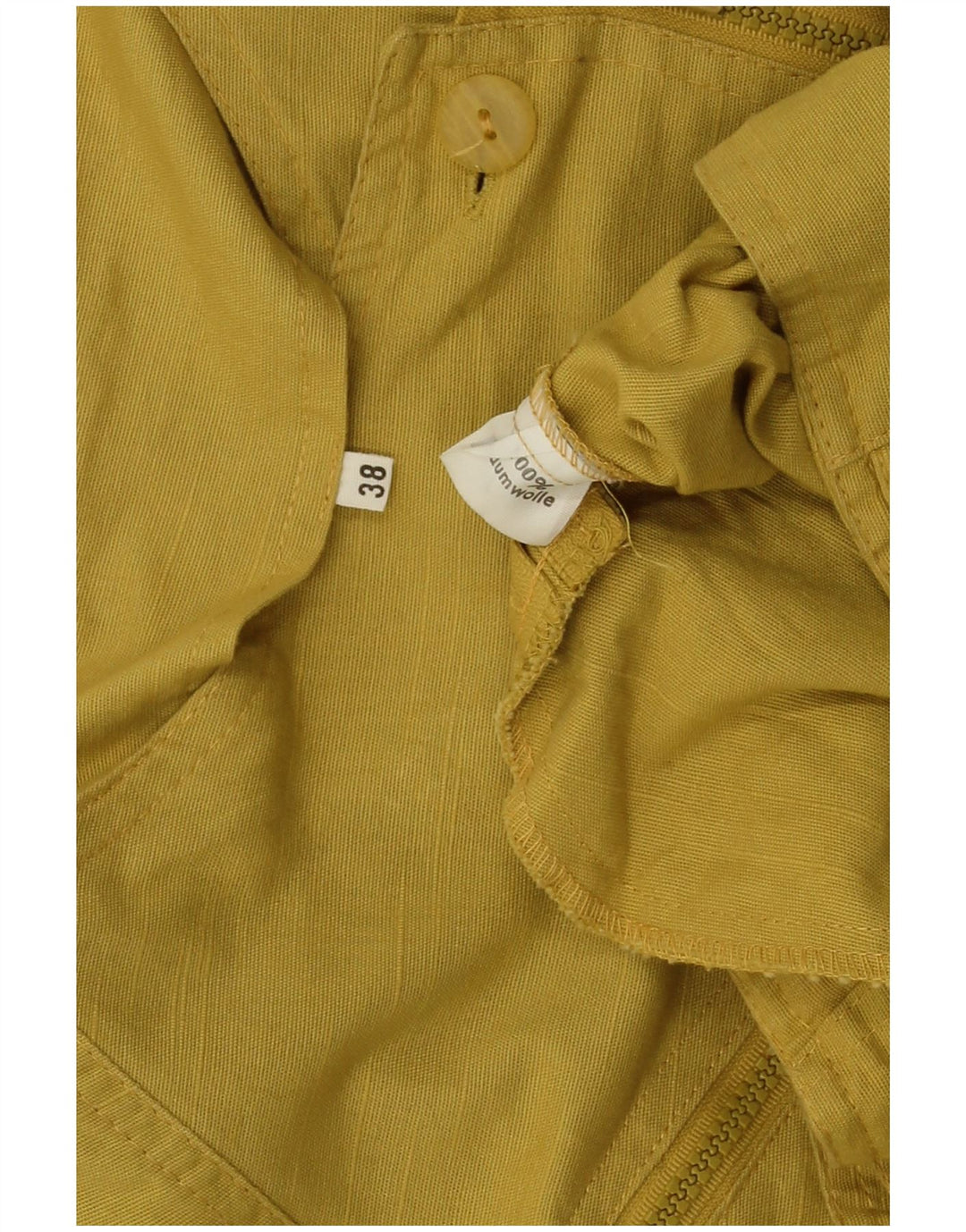 Vintage Womens Asymetric Bomber Jacket IT 38 XS Yellow Cotton