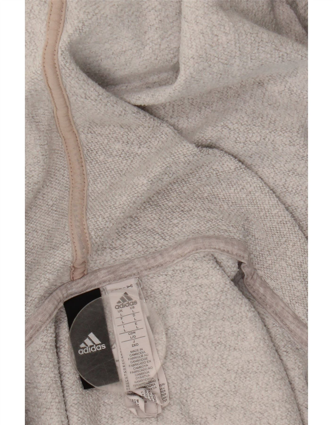 Adidas Mens Zip Hoodie Sweater Large Grey Cotton