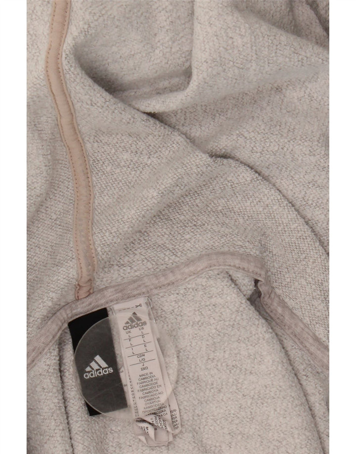 Adidas Mens Zip Hoodie Sweater Large Grey Cotton