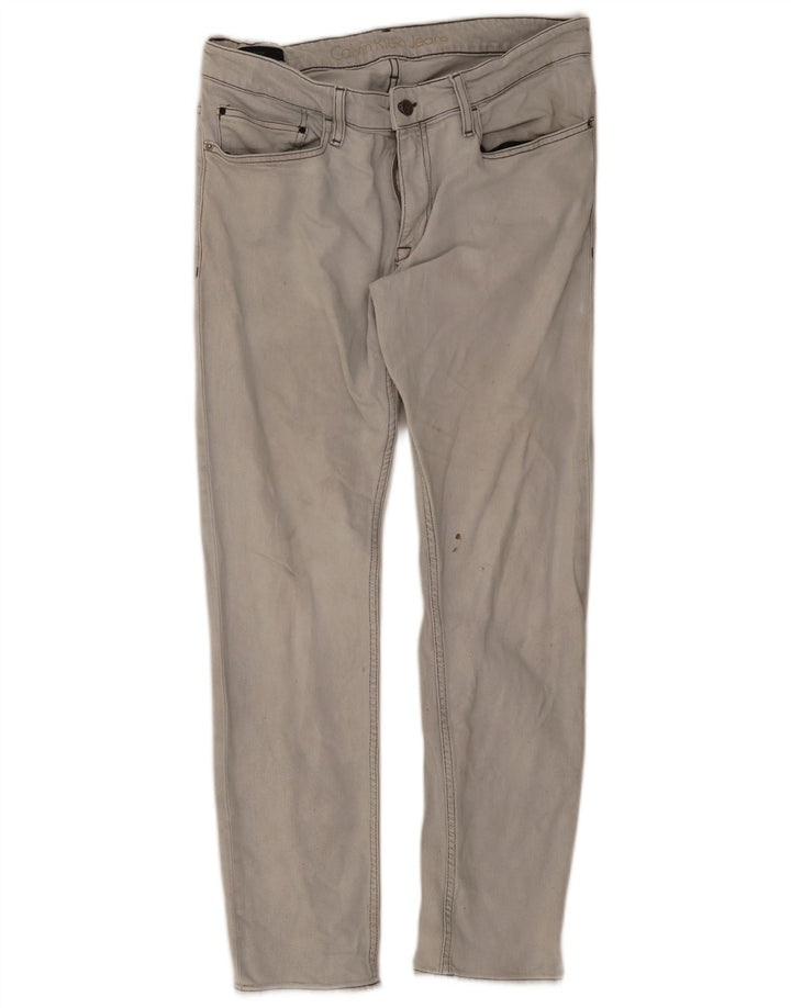 Calvin Klein Mens Slim Jeans W36 L32 Grey Cotton
