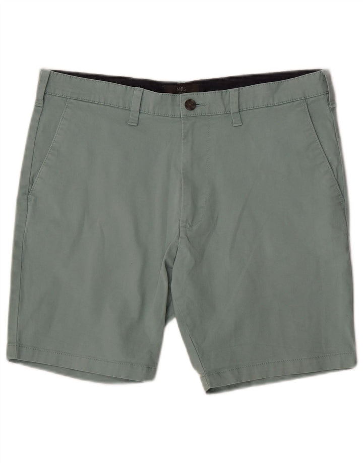 Marks & Spencer Mens Chino Shorts W34 Large Green Cotton