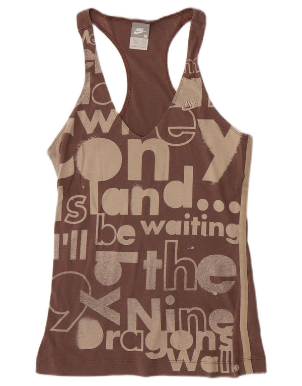 Nike Womens Graphic Vest Top UK 10/12 Medium Brown Cotton