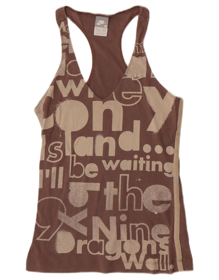Nike Womens Graphic Vest Top UK 10/12 Medium Brown Cotton