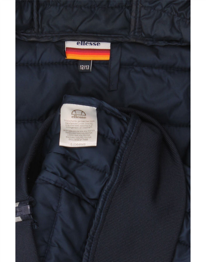 Ellesse Boys Hooded Padded Jacket 12-13 Years Grey Colourblock Nylon