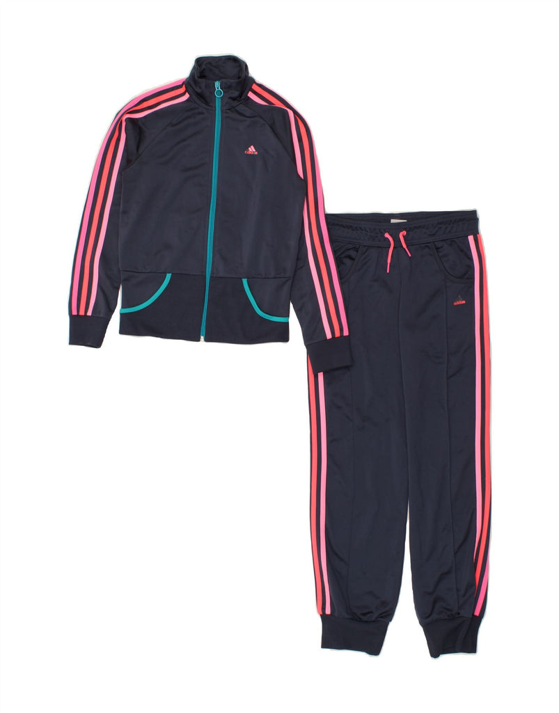 ADIDAS Girls Full Tracksuit 11-12 Years Navy Blue Polyester Vintage Adidas and Second-Hand Adidas from Messina Hembry 