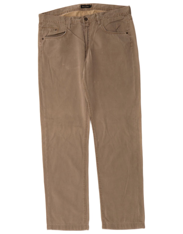 Massimo Dutti Mens Straight Casual Trousers EU 46 XL W36 L32 Grey Cotton