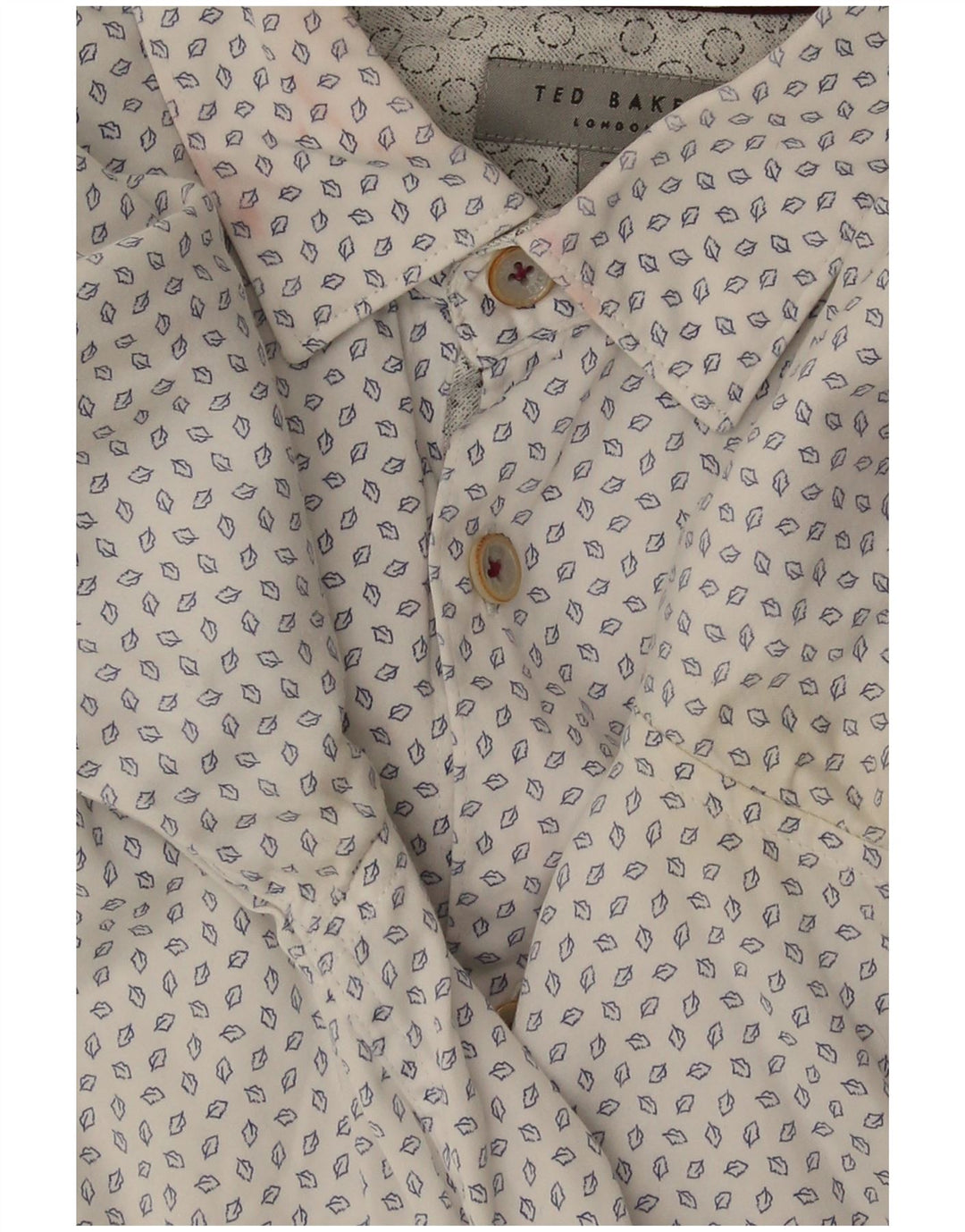 Ted Baker Mens Abstract Pattern Shirt Size 3 Medium Off White Cotton