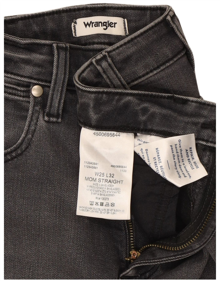 Wrangler Womens Mom Straight Jeans W25 L32 Grey Cotton