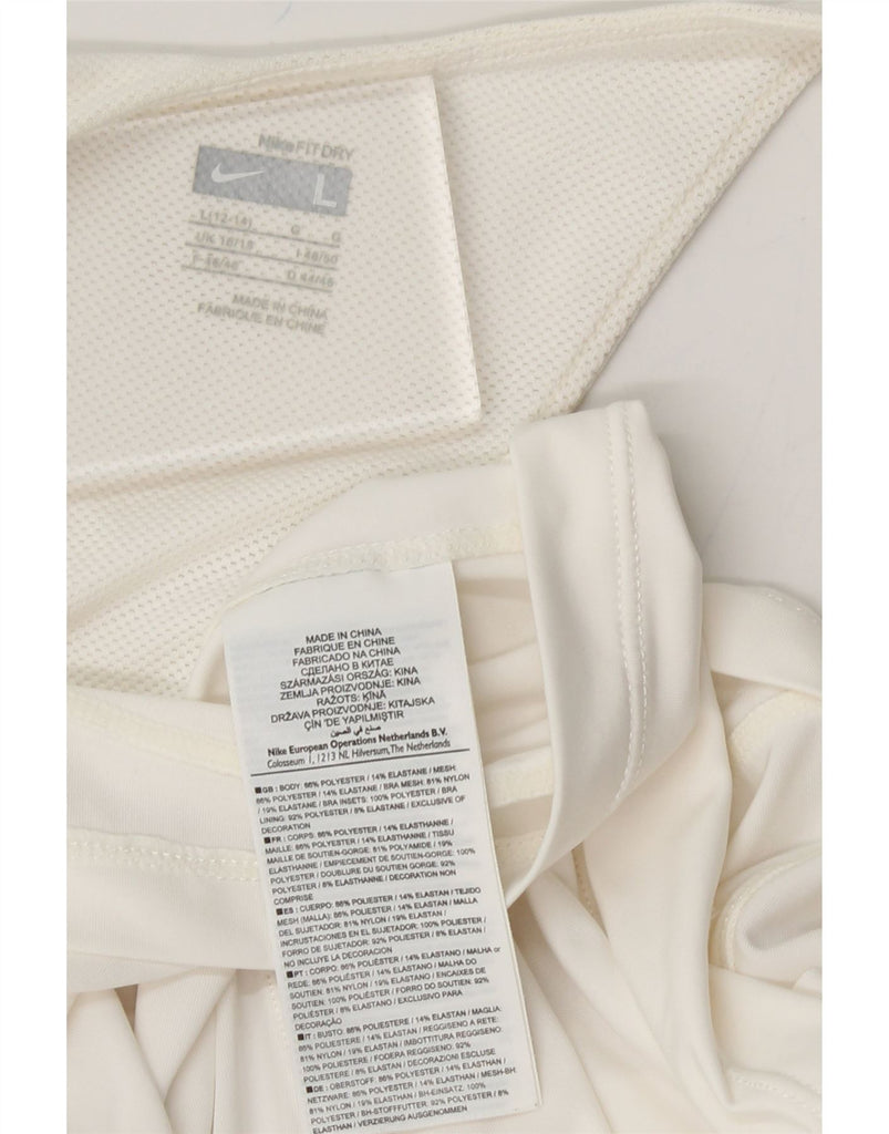 NIKE Womens Vest Top UK 16/18 Large White Polyester Vintage Nike and Second-Hand Nike from Messina Hembry 