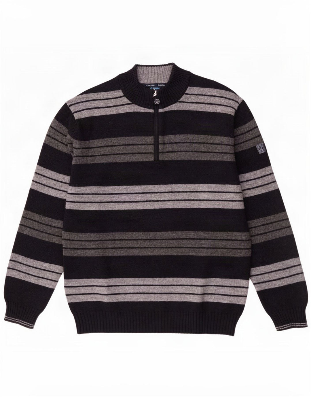 Il Granchio Mens Zip Neck Jumper Sweater Large Navy Blue Striped
