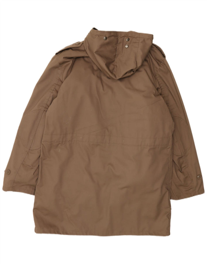 Vintage Mens Hooded Military Parka Jacket IT 54 2XL Beige Polyester
