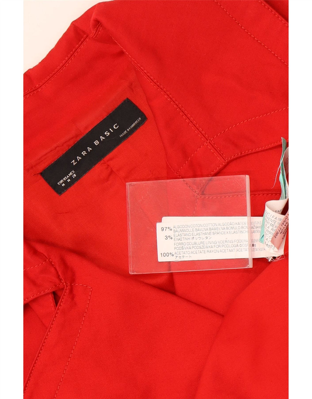 Zara Womens Short Pea Coat UK 14 Medium Red Cotton
