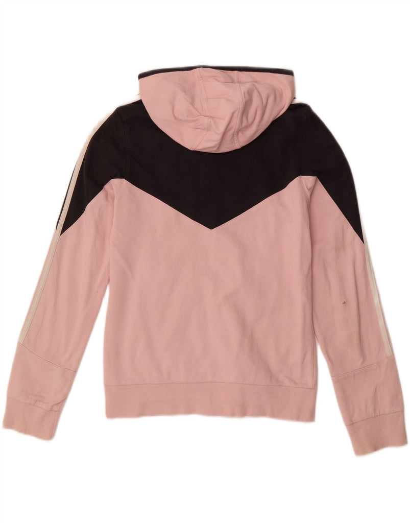 ADIDAS Womens Zip Hoodie Sweater UK 12 Medium Pink Colourblock Cotton Vintage Adidas and Second-Hand Adidas from Messina Hembry 