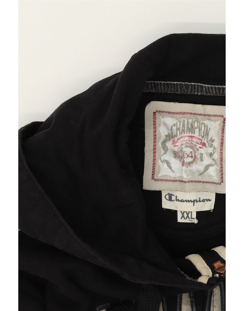 CHAMPION Womens Graphic Zip Hoodie Sweater UK 20 2XL Black Cotton Vintage Champion and Second-Hand Champion from Messina Hembry 